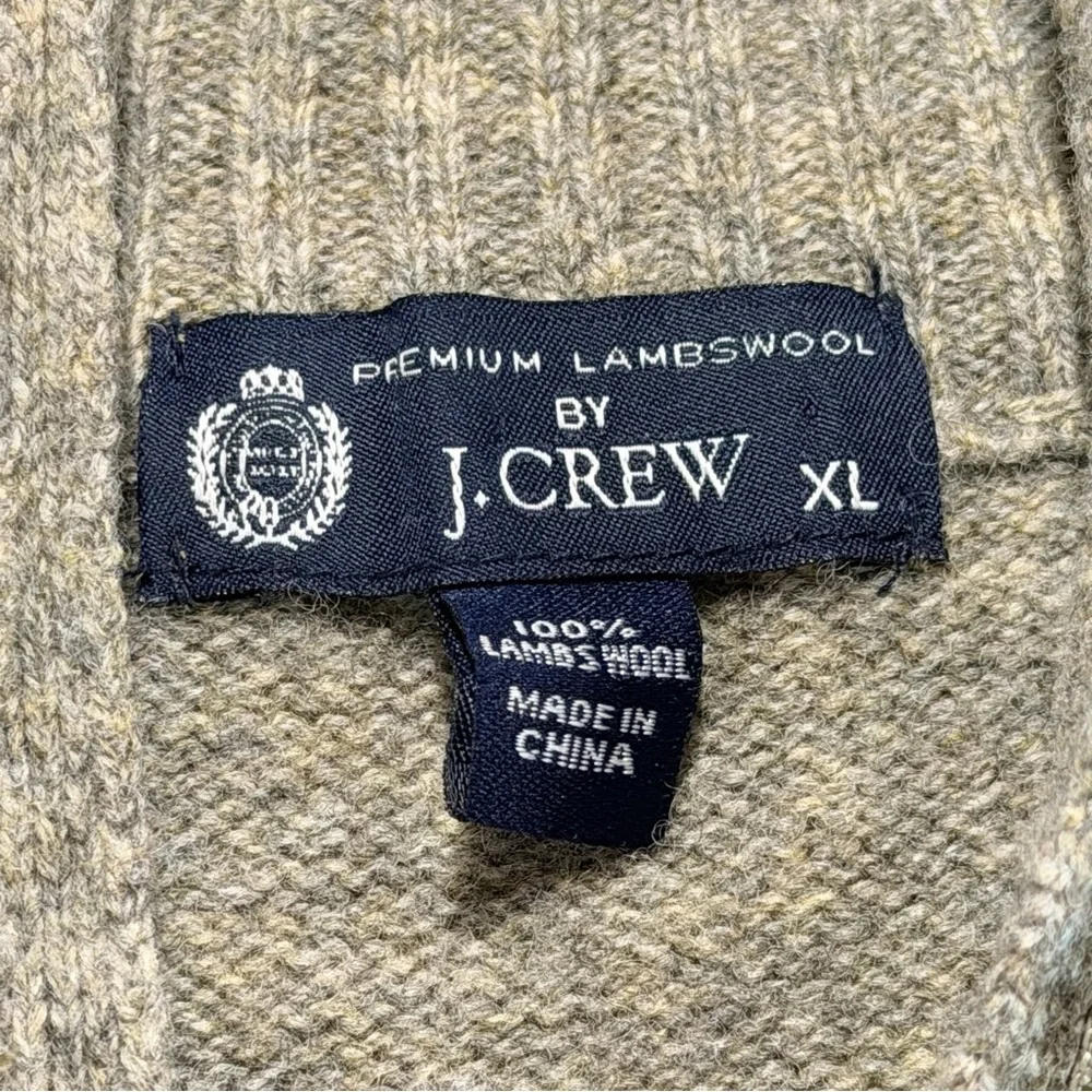 J Crew Premium Lambswool Quarter Zip Knit Pullover Sweater - Mens XL - Tan